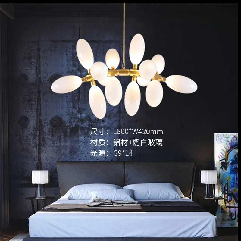 Modern Luxury White Glass Grape Shaped Duplex Villa Chandelier, Living Room, Dining Room, Hotel Circular Decorative Chandelier - Image 11