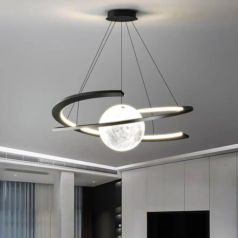 Modern minimalist LED dining room chandelier Nordic personality indoor living room lights, kitchen bar decoration chandelier - Image 2