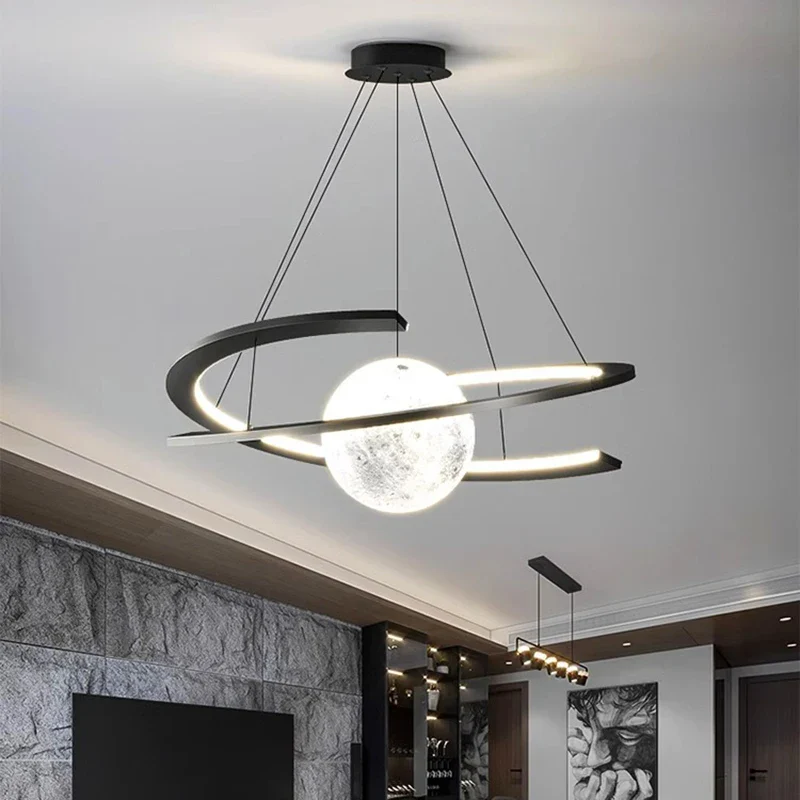 Modern minimalist LED dining room chandelier Nordic personality indoor living room lights, kitchen bar decoration chandelier - Image 3