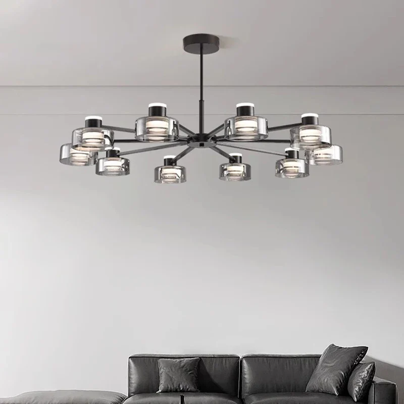 Modern new LED Italian full copper living room chandelier designer home dining room, kitchen bar lamp bedroom glass chandelier - Image 2