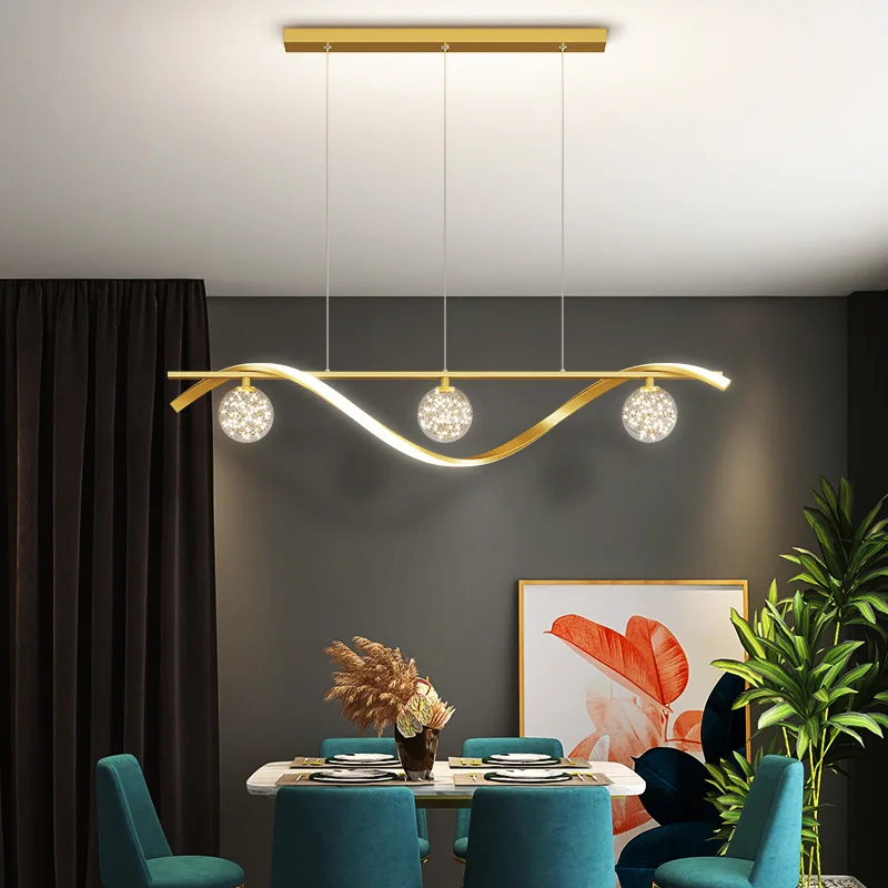 Modern Nordic Style LED Luxury Long Strip Table Lamp Creative New Dining Room Bar Simple Modern Chandelier