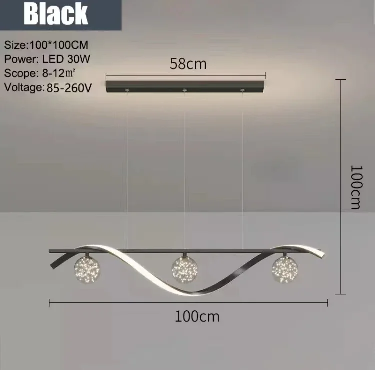 Modern Nordic Style LED Luxury Long Strip Table Lamp Creative New Dining Room Bar Simple Modern Chandelier - Image 7