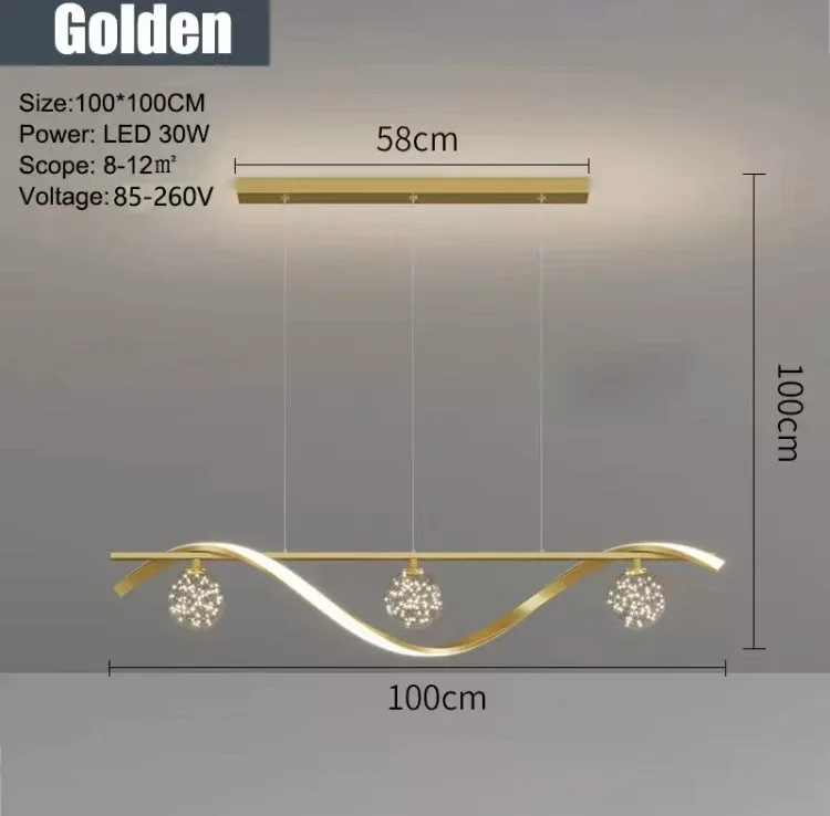 Modern Nordic Style LED Luxury Long Strip Table Lamp Creative New Dining Room Bar Simple Modern Chandelier - Image 8