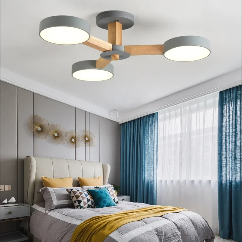 Modern Wooden Ceiling Light For Living Room 3/6/8 Lights Indoor Led Lights Luminaire Suspension Decoration Bedroom Hanglamp - Image 3