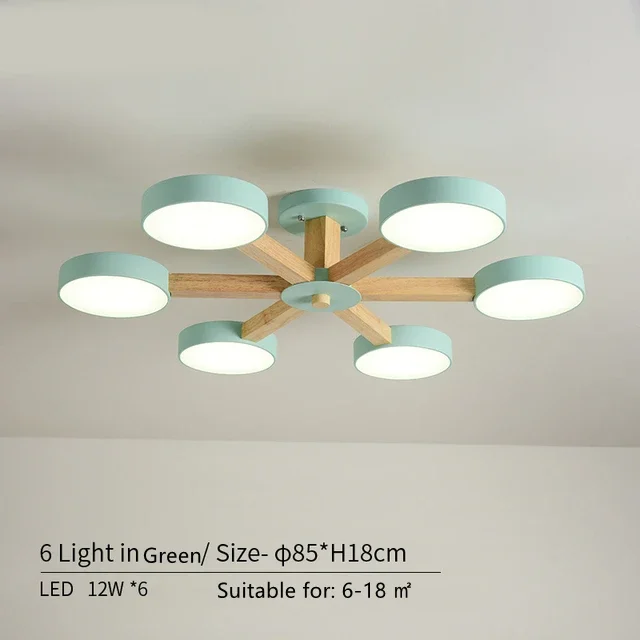 Modern Wooden Ceiling Light For Living Room 3/6/8 Lights Indoor Led Lights Luminaire Suspension Decoration Bedroom Hanglamp - Image 7