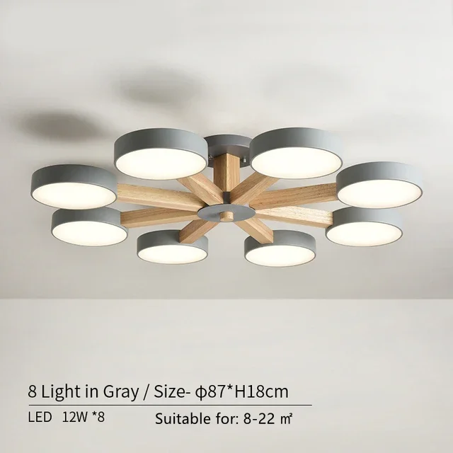 Modern Wooden Ceiling Light For Living Room 3/6/8 Lights Indoor Led Lights Luminaire Suspension Decoration Bedroom Hanglamp - Image 8