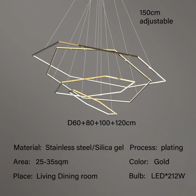 Moderne luxe or LED suspension lumières salon salle à manger éclairage décor Lustre Lustre intérieur chambre suspendus luminaires - Image 12