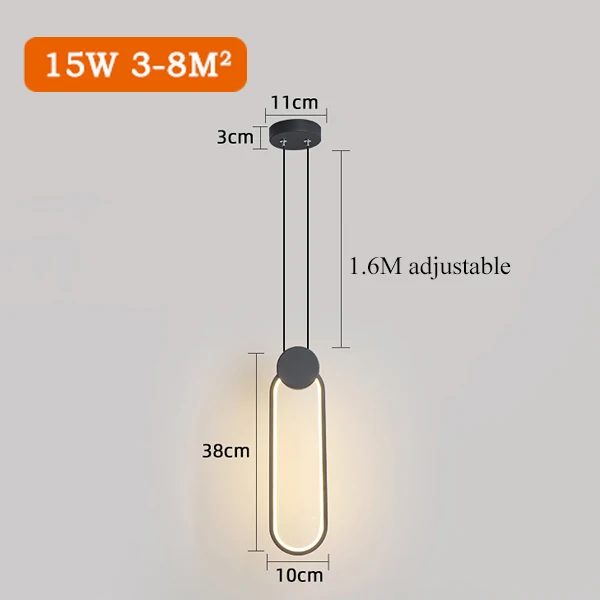 Moderne minimaliste LED longue ligne unique tête lustre café bar lampe de table chambre lampe de chevet restaurant suspension lumières - Image 11