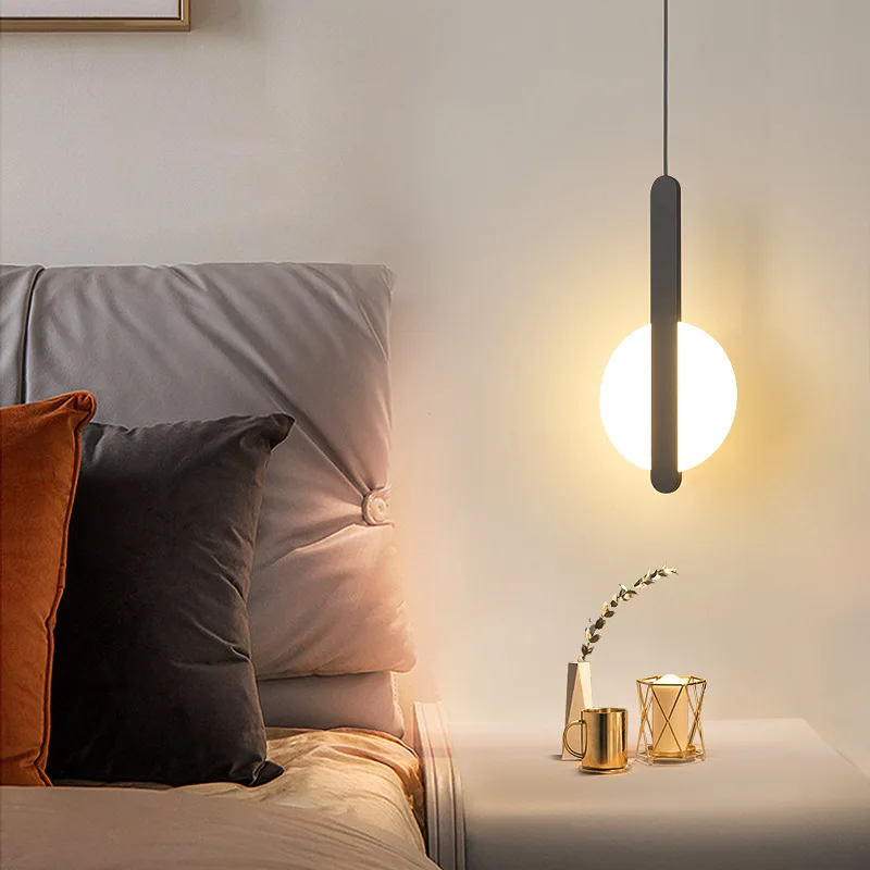 Moderne minimaliste LED longue ligne unique tête lustre café bar lampe de table chambre lampe de chevet restaurant suspension lumières - Image 2