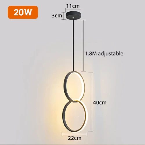Moderne minimaliste LED longue ligne unique tête lustre café bar lampe de table chambre lampe de chevet restaurant suspension lumières - Image 21