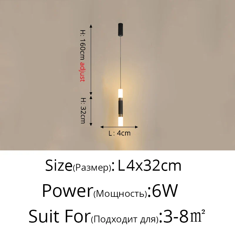 Moderne minimaliste LED longue ligne unique tête lustre café bar lampe de table chambre lampe de chevet restaurant suspension lumières - Image 23