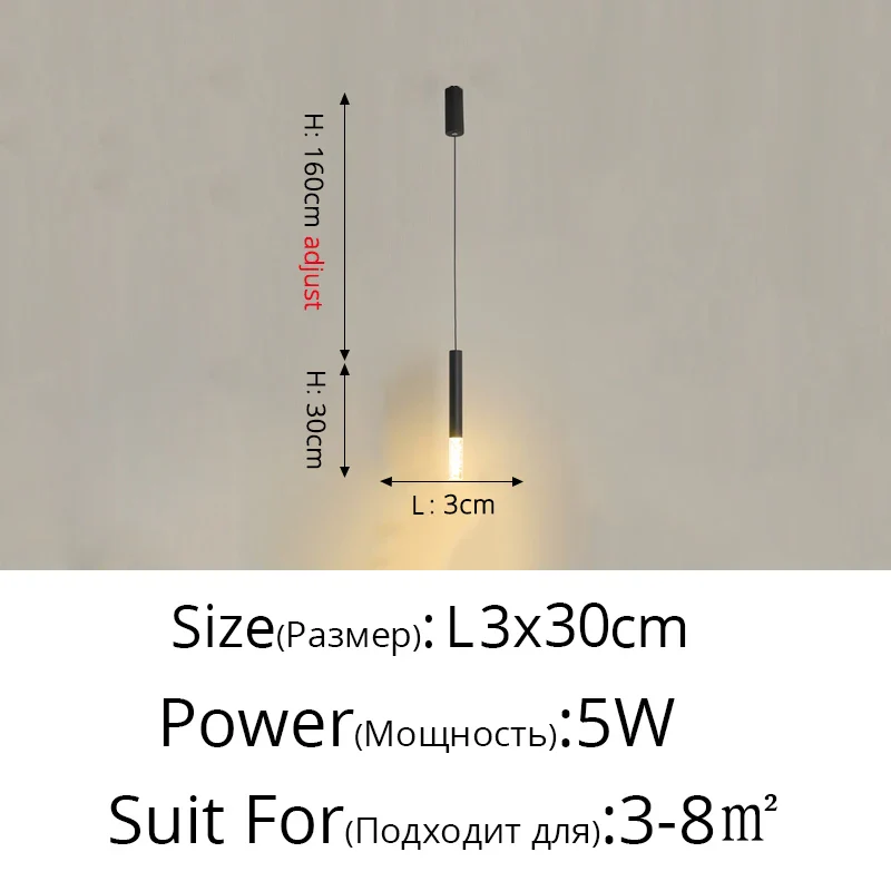 Moderne minimaliste LED longue ligne unique tête lustre café bar lampe de table chambre lampe de chevet restaurant suspension lumières - Image 24