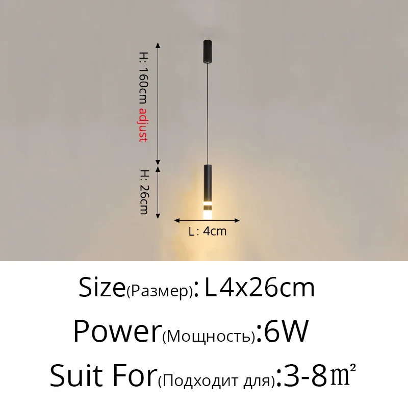Moderne minimaliste LED longue ligne unique tête lustre café bar lampe de table chambre lampe de chevet restaurant suspension lumières - Image 25