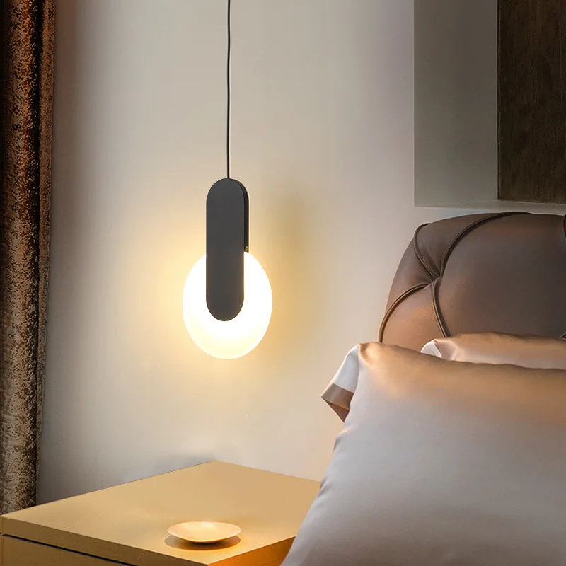 Moderne minimaliste LED longue ligne unique tête lustre café bar lampe de table chambre lampe de chevet restaurant suspension lumières - Image 4