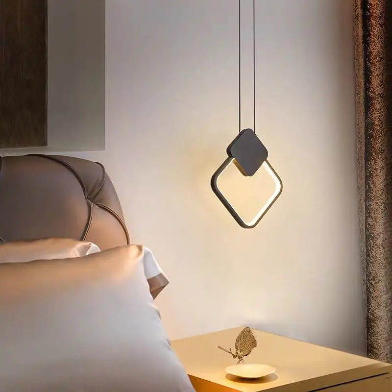 Moderne minimaliste LED longue ligne unique tête lustre café bar lampe de table chambre lampe de chevet restaurant suspension lumières - Image 6