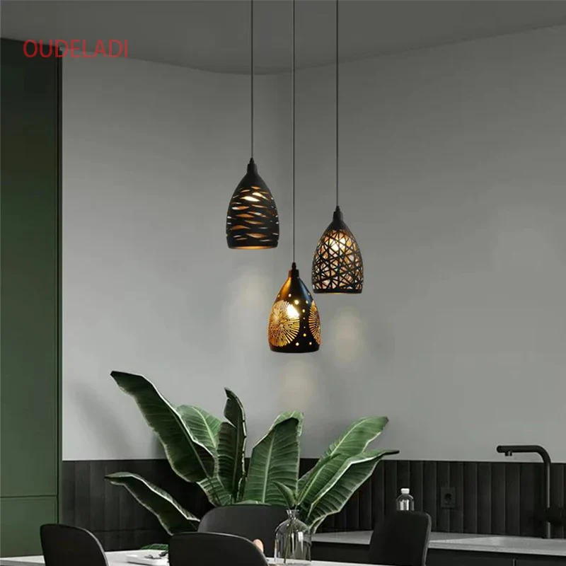 Moderne suspension LED lumières fer creux cage en métal suspension Luminaire salon restaurant boutique bar décor Luminaire - Image 2