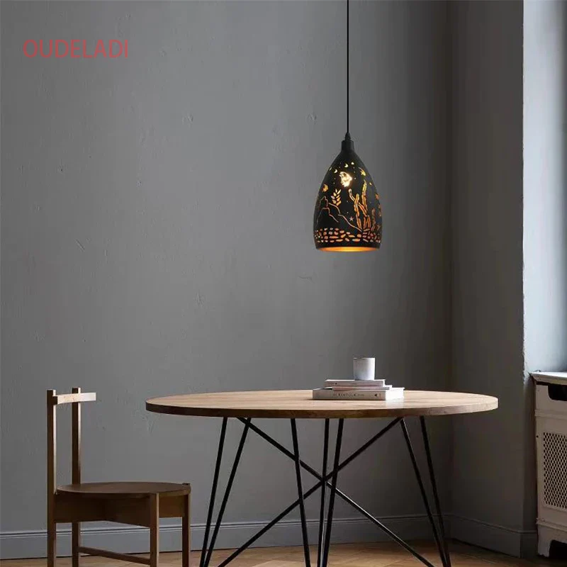 Moderne suspension LED lumières fer creux cage en métal suspension Luminaire salon restaurant boutique bar décor Luminaire - Image 4