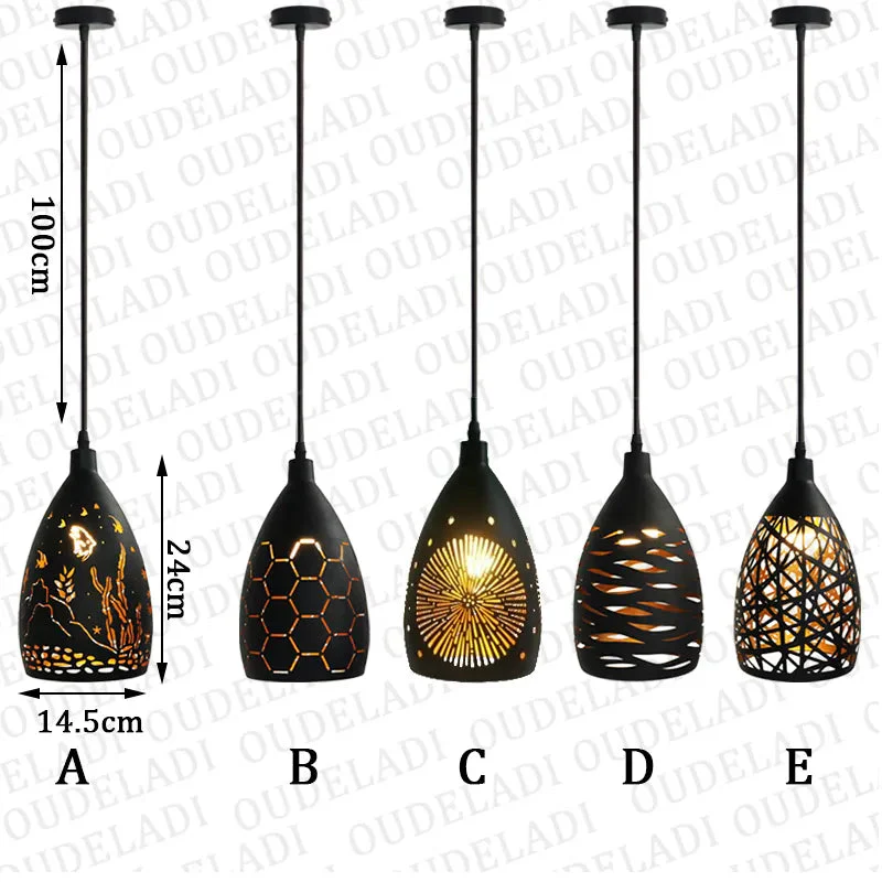 Moderne suspension LED lumières fer creux cage en métal suspension Luminaire salon restaurant boutique bar décor Luminaire - Image 6