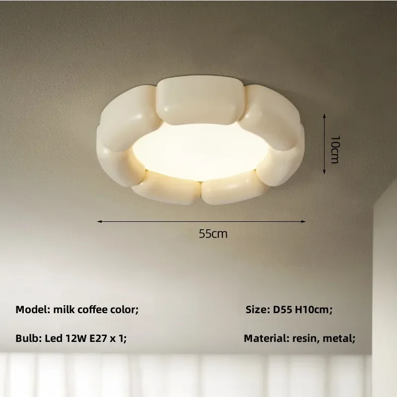Moderne Wabi Sabi Led plafonnier chambre nordique Style crémeux plafonnier décor à la maison éclairage intérieur luminaires de lampe à Led - Image 7