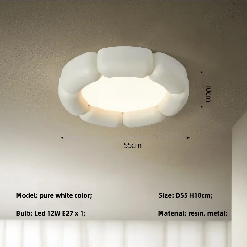 Moderne Wabi Sabi Led plafonnier chambre nordique Style crémeux plafonnier décor à la maison éclairage intérieur luminaires de lampe à Led - Image 8