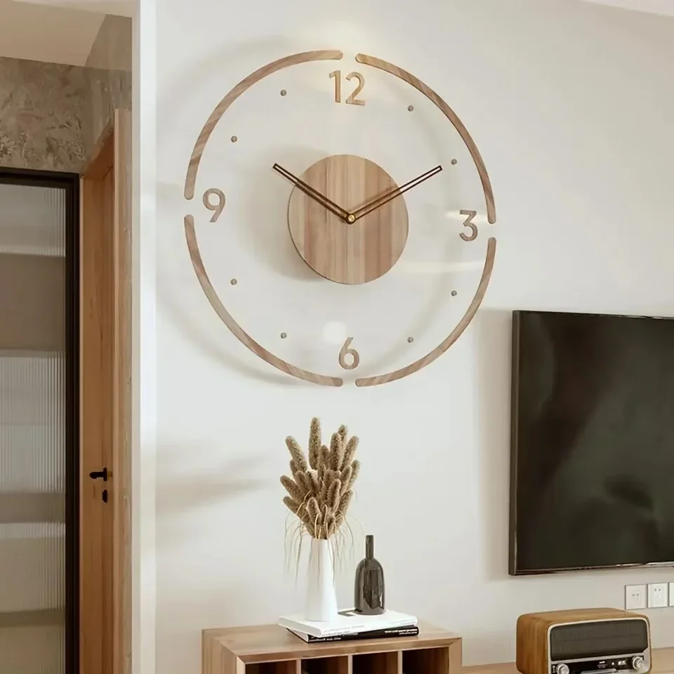 montre murale luxe en bois design moderne silencieuse quartz créative - Image 2
