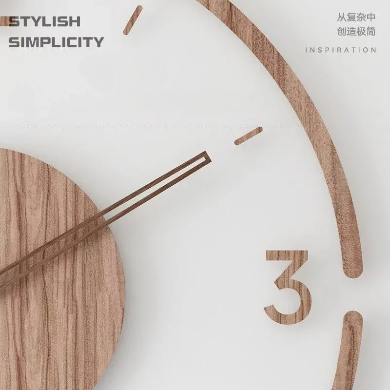 montre murale luxe en bois design moderne silencieuse quartz créative - Image 5