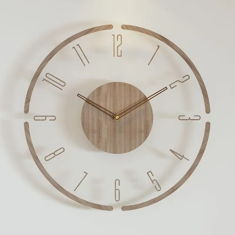 montre murale luxe en bois design moderne silencieuse quartz créative - Image 9