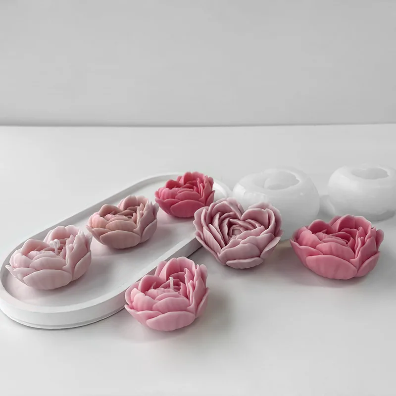 moule à fleurs d'amour en silicone pour bougies et savon DIY - Image 3