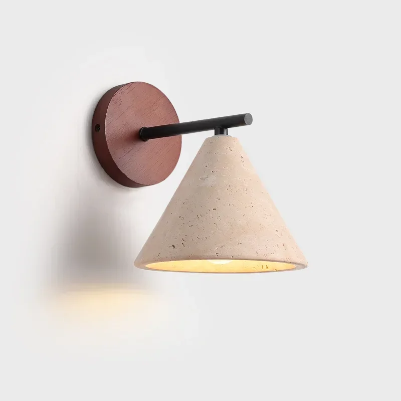 Natural Stone High Quality Wall Lamp Yellow Travertine Sconce Lights with Glass Ball for Bedroom - Image 2