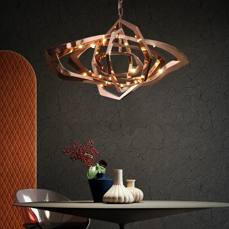 New Designer LED Living Room Chandeliers Stainless Steel Creative Dining Bedroom Lighting Postmodern Light Luxury Hanging Lamps - Image 4
