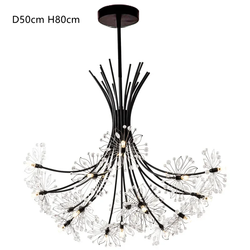 Nordic Creative Dandelion Romantic Crystal Chandelier Dining Room Bedroom Living Room Clothing Coffee Shop Luxury LED Chandelier - Image 10