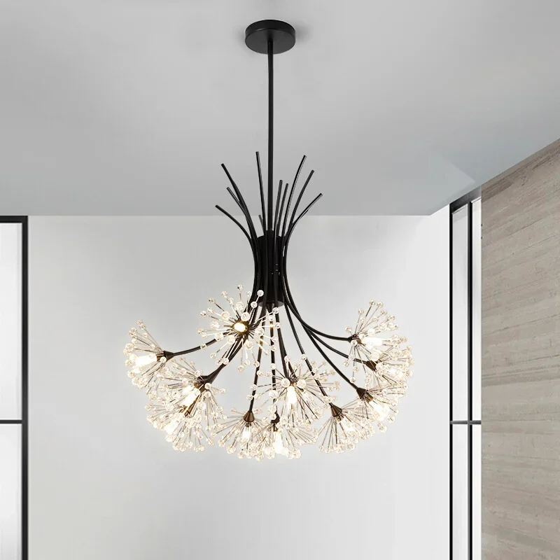 Nordic Creative Dandelion Romantic Crystal Chandelier Dining Room Bedroom Living Room Clothing Coffee Shop Luxury LED Chandelier - Image 2