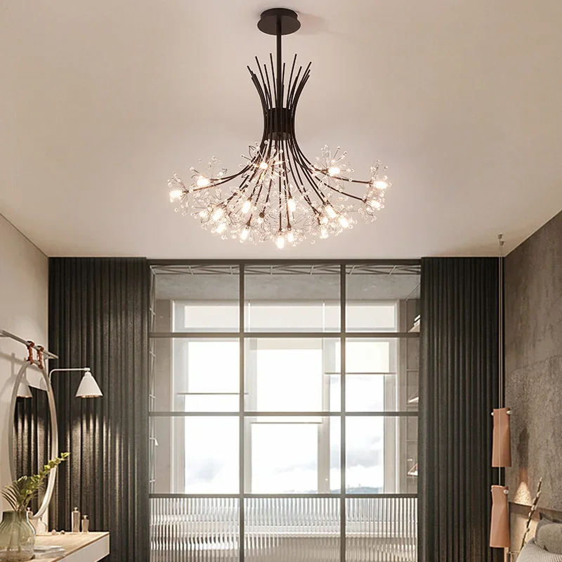 Nordic Creative Dandelion Romantic Crystal Chandelier Dining Room Bedroom Living Room Clothing Coffee Shop Luxury LED Chandelier - Image 3
