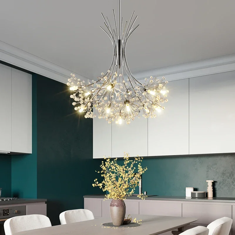 Nordic Creative Dandelion Romantic Crystal Chandelier Dining Room Bedroom Living Room Clothing Coffee Shop Luxury LED Chandelier - Image 4