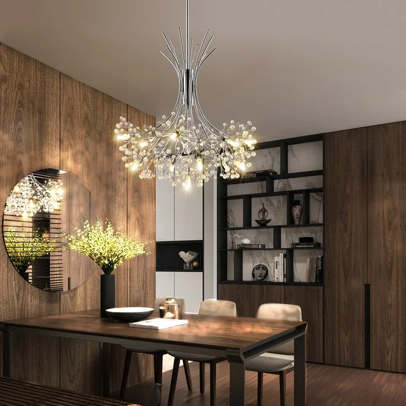 Nordic Creative Dandelion Romantic Crystal Chandelier Dining Room Bedroom Living Room Clothing Coffee Shop Luxury LED Chandelier - Image 5