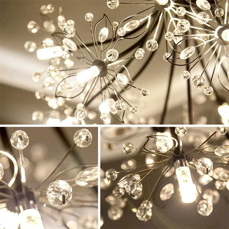 Nordic Creative Dandelion Romantic Crystal Chandelier Dining Room Bedroom Living Room Clothing Coffee Shop Luxury LED Chandelier - Image 6