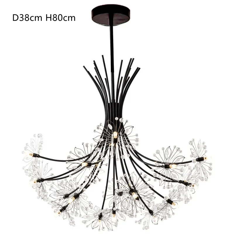 Nordic Creative Dandelion Romantic Crystal Chandelier Dining Room Bedroom Living Room Clothing Coffee Shop Luxury LED Chandelier - Image 9