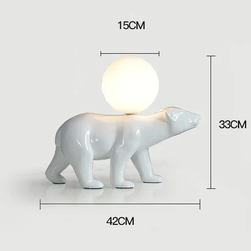 Nordic Design Resin Bear Table Lamp Led Desk Light with Glass Ball for Bedroom - Image 7