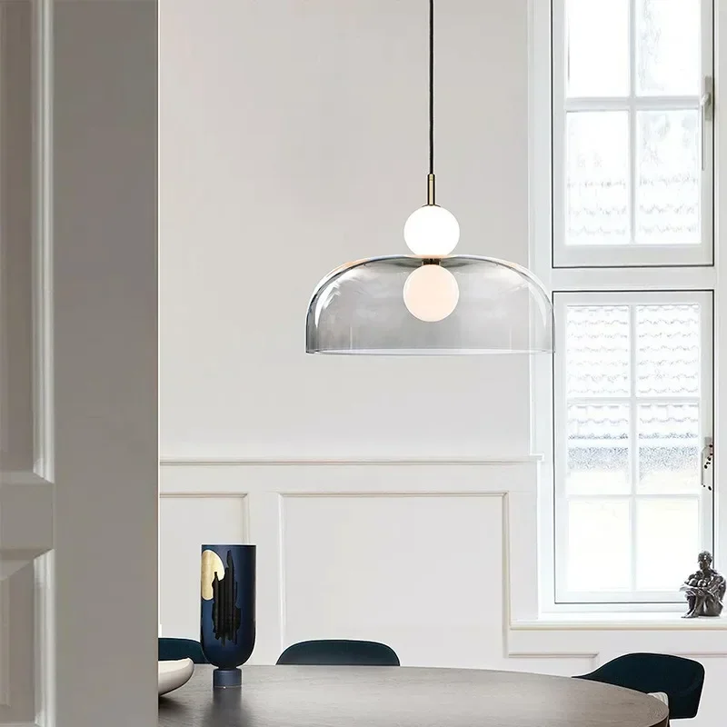 Nordic Glass Chandelier Double Balls Pendant Light Suspension Hanging Lamp for Kitchen Dining Room - Image 2