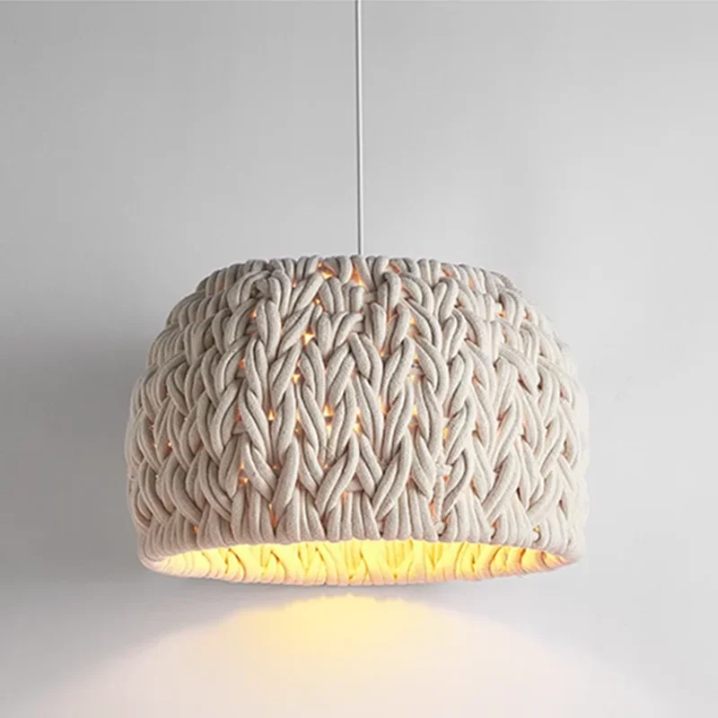 Nordic Hand-Woven Wabi Sabi Chandelier For Dining Room Study Loft LED Hanging Light Kitchen Island Cafe Bar Pendant Lamp Fixture - Image 5