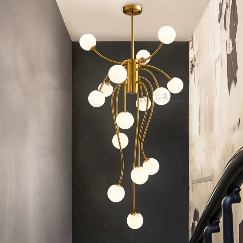 Nordic home decoration, stair chandelier, living room and dining room Pendant lights, ceiling light, indoor lighting - Image 2