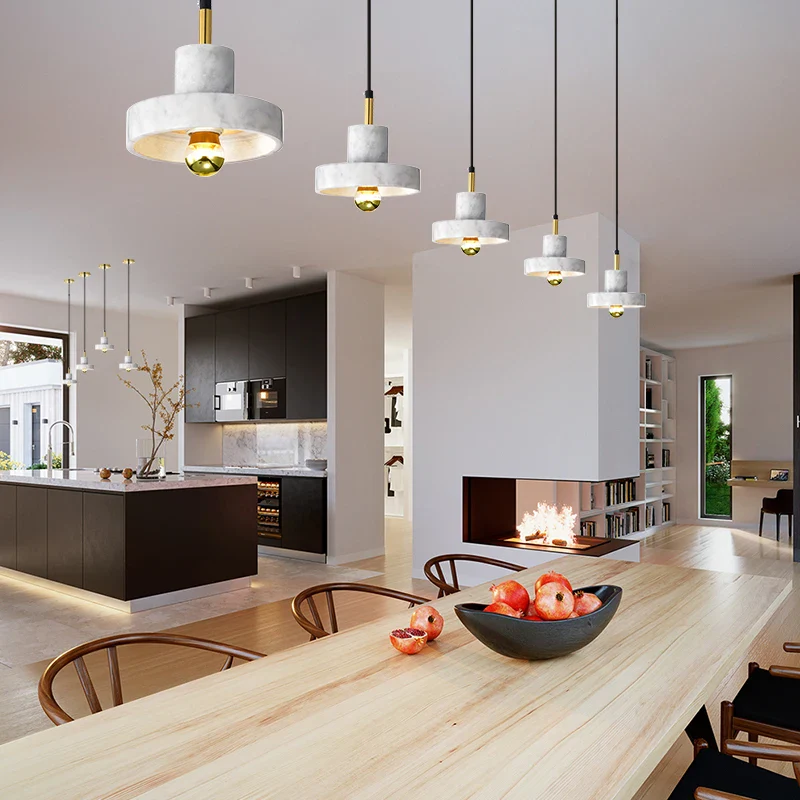 Nordic marble chandeliers post-modern minimalist bar, living room, dining room, bedside decorative lamps and lanterns - Image 2