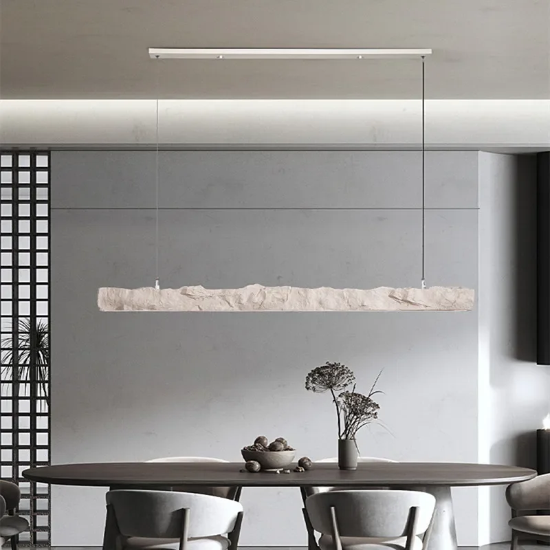Nordic Minimalist Wabi-Sabi Wind LED Strip Restaurant Pendant Lights Home Decor Dining Room Bar Chandelier Hanging Lamp Fixtures - Image 2