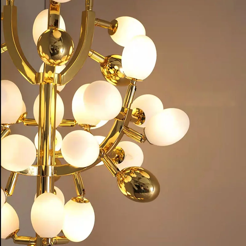 Nordic modern grape design LED floor lamp, gold G9 bulb, dining room, bedroom, sofa, white glass, home decoration floor lamp - Image 5