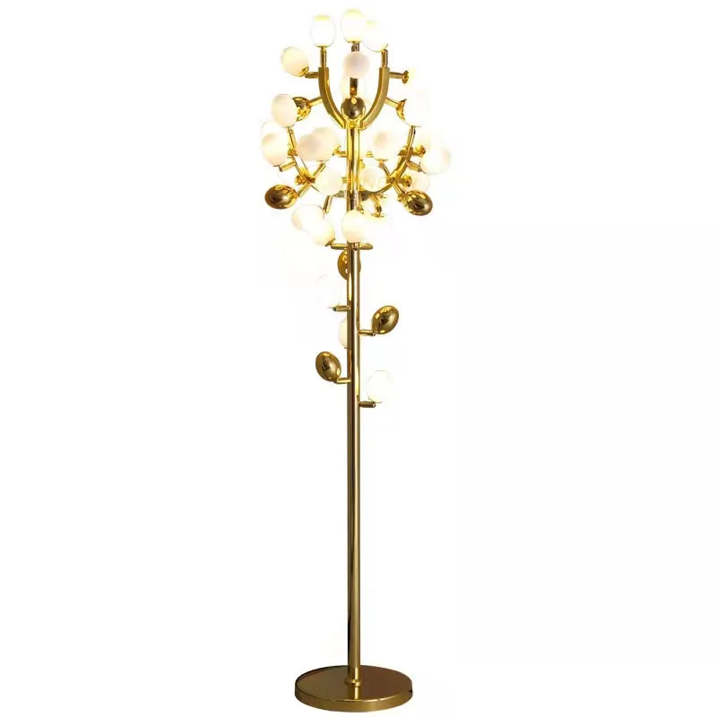 Nordic modern grape design LED floor lamp, gold G9 bulb, dining room, bedroom, sofa, white glass, home decoration floor lamp - Image 6