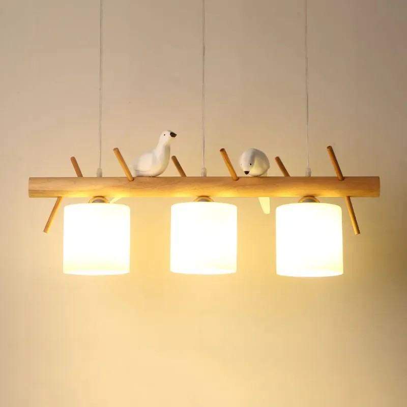 Nordic Solid Wood Birds Chandelier Nordic Log hanglamp Living Room Dining Room Bedroom Bar Indoor Decor Lighting Fixtures - Image 2