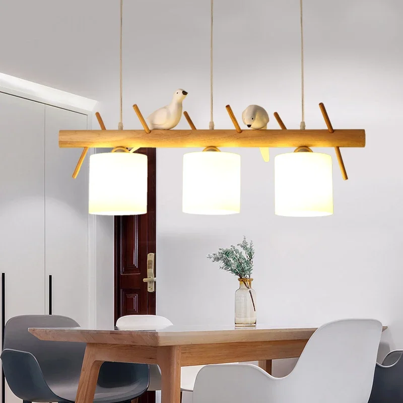 Nordic Solid Wood Birds Chandelier Nordic Log hanglamp Living Room Dining Room Bedroom Bar Indoor Decor Lighting Fixtures - Image 4