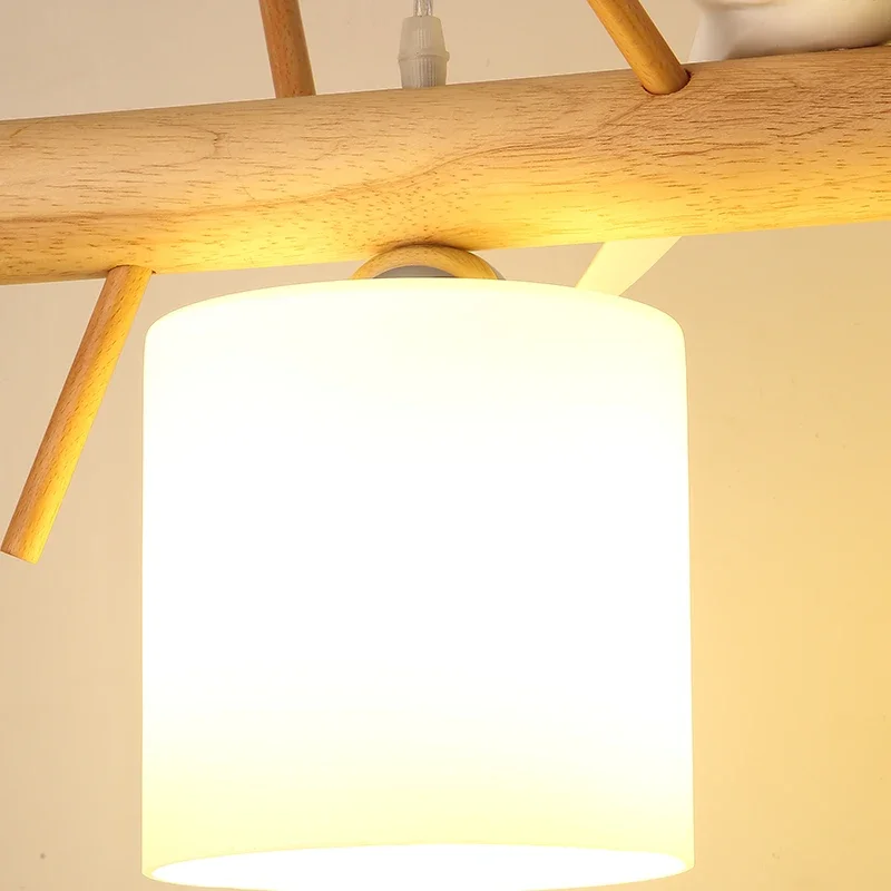 Nordic Solid Wood Birds Chandelier Nordic Log hanglamp Living Room Dining Room Bedroom Bar Indoor Decor Lighting Fixtures - Image 5