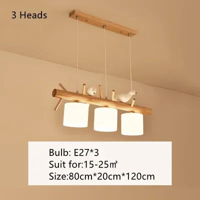 Nordic Solid Wood Birds Chandelier Nordic Log hanglamp Living Room Dining Room Bedroom Bar Indoor Decor Lighting Fixtures - Image 8