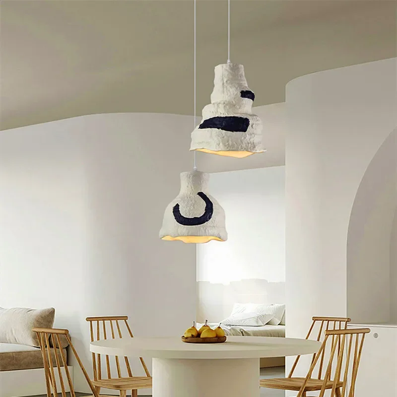 Nordic Wabi Sabi E27 Restaurant Pendant Chandeliers Lustre Living Room Lighting Designer Modern Cafe Bar LED Decor Hanging Lamps - Image 2